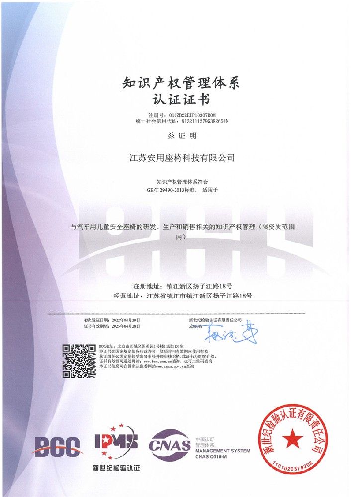 Intellectual Property Management System Certification
